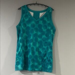 Tek Gear Turquoise Polka Dot Tank Top Size Medium